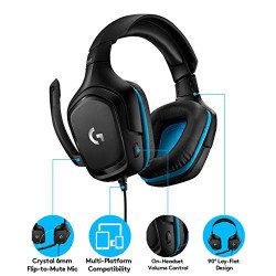 Logitech G432 Wired Gaming Headset, 7.1 Surround Sound, DTS Headphone:X 2.0, 50 mm Audio Drivers, USB and 3.5 mm Audio Jack, Flip-to-Mute Mic, Lightweight, PC/Mac/Xbox One/PS4/Nintendo Switch - Black